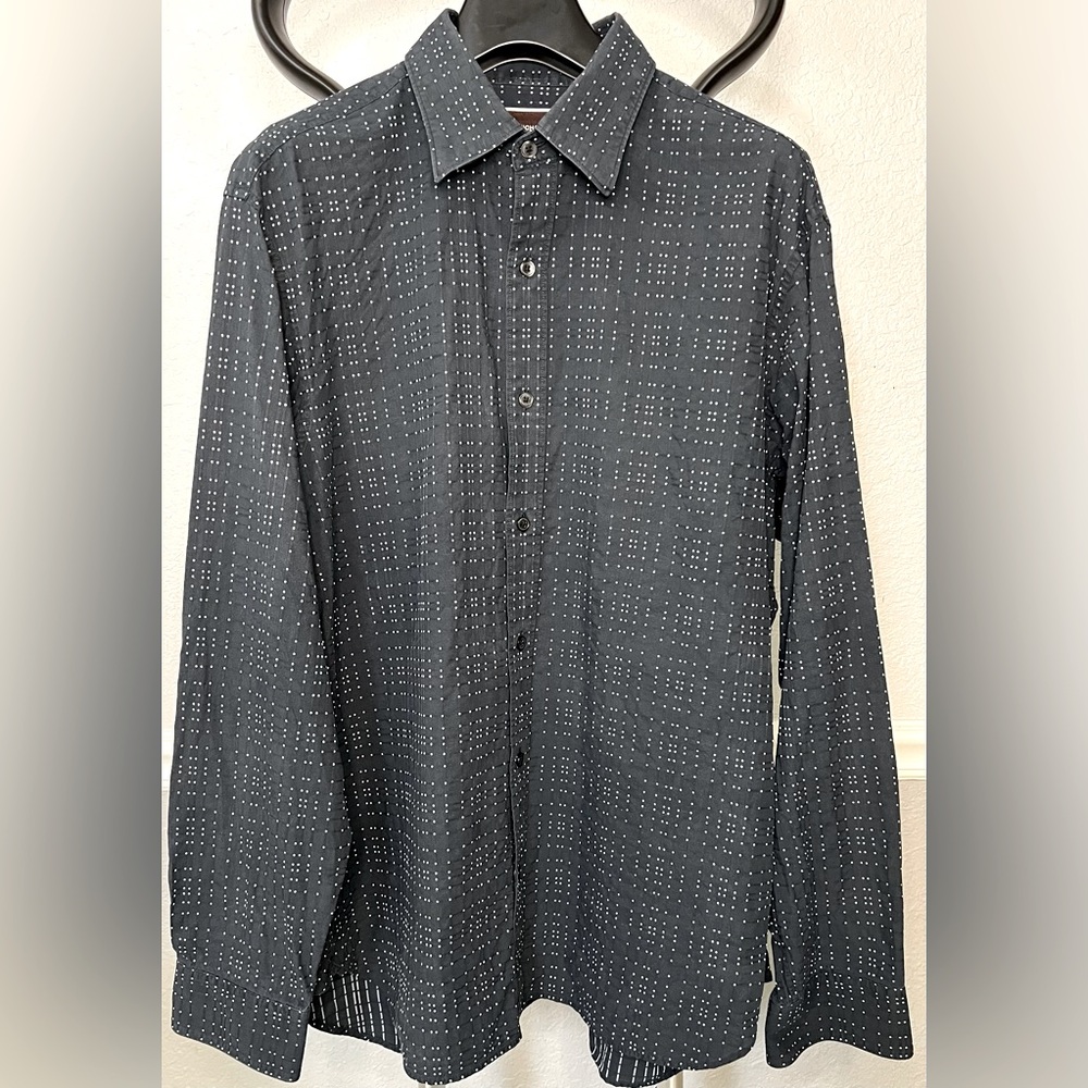 Michael Kors Long Sleeve Button Down Navy Blue Mens Size Large